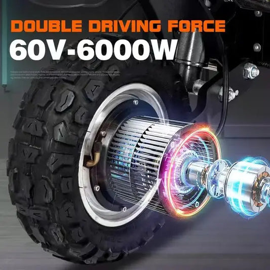 High Quality 6000W Motor Electric Scooter for Adults Long Mileage Folding Skateboard with PU Wheel Cheap Chinese E-Scooter