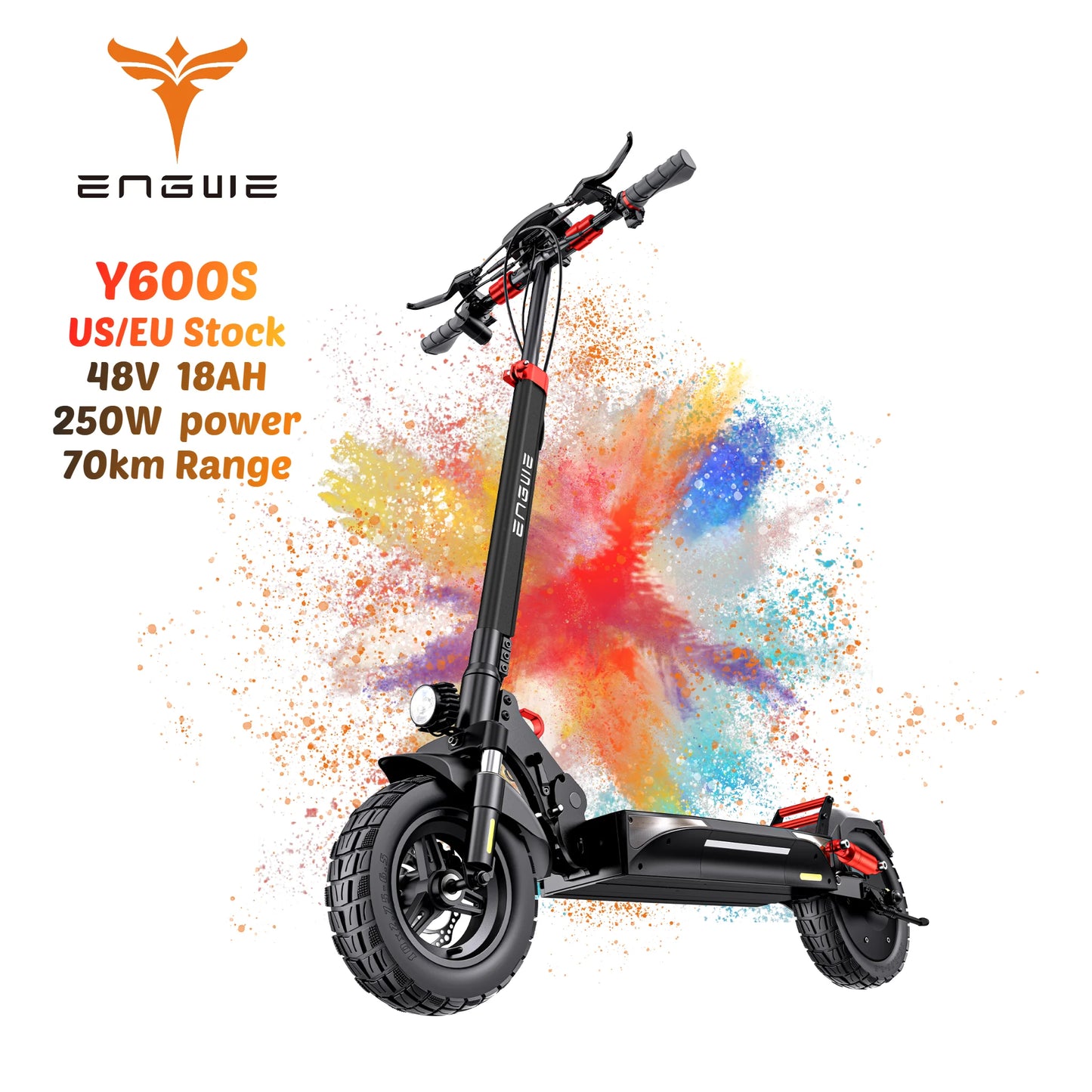 ENGWE Y600 EU Warehouse E-Scooter 250W*2 48V 18Ah Foldable Scooter Finger Hook Thomb Accelaration Electric Scooter