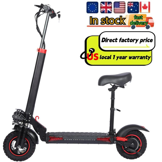 1200W 48V 18AH Portable Folding E-Scooter for Adults Max 55KM/H 11'' Solid Tires 60KM Range Max Load 150kg Stored USA Warehouse